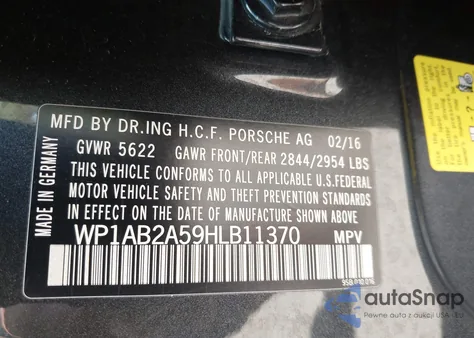 2017 Porsche Macan S из США, поврежденный, VIN WP1AB2A59HLB11370